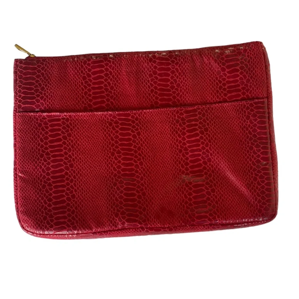 Red Faux Crocodile Skin iPad Case File Holder. Excellent condition!